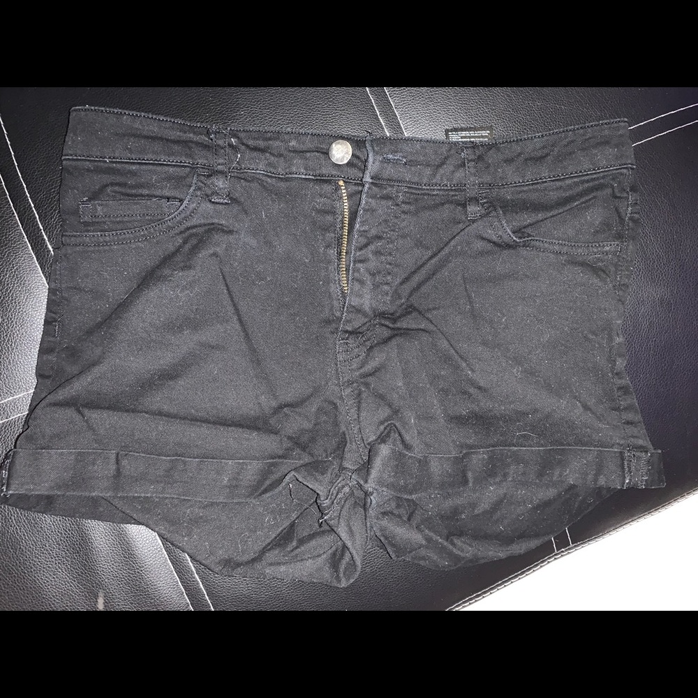 Black jean shorts